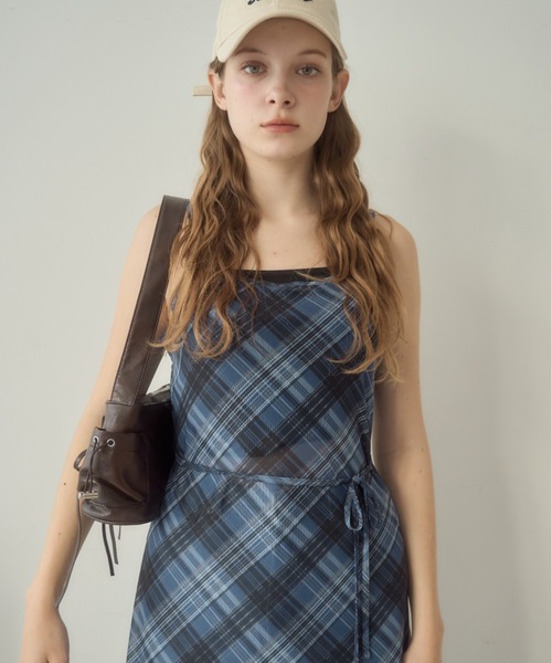 Birthday room（バースデイルーム）の「チョーカー付きチェックパターンシアーキャミワンピース/checkerd sheer camisole onepiece（ワンピース・レディース・レッド/ミント/ブルー・FREE）」の5枚目の写真