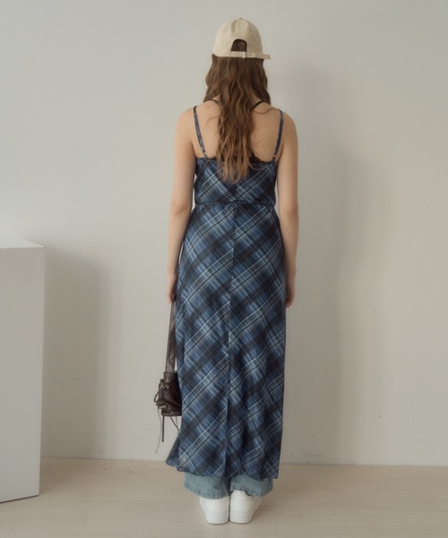 Birthday room（バースデイルーム）の「チョーカー付きチェックパターンシアーキャミワンピース/checkerd sheer camisole onepiece（ワンピース・レディース・レッド/ミント/ブルー・FREE）」の17枚目の写真