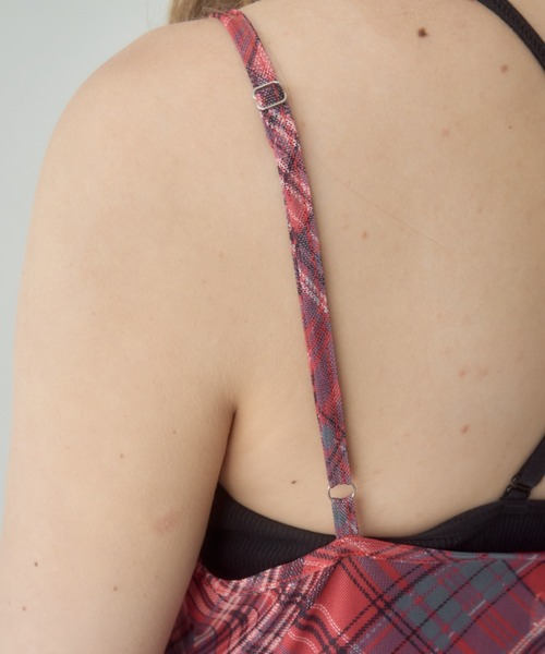Birthday room（バースデイルーム）の「チョーカー付きチェックパターンシアーキャミワンピース/checkerd sheer camisole onepiece（ワンピース・レディース・レッド/ミント/ブルー・FREE）」の9枚目の写真