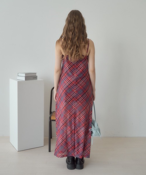 Birthday room（バースデイルーム）の「チョーカー付きチェックパターンシアーキャミワンピース/checkerd sheer camisole onepiece（ワンピース・レディース・レッド/ミント/ブルー・FREE）」の8枚目の写真