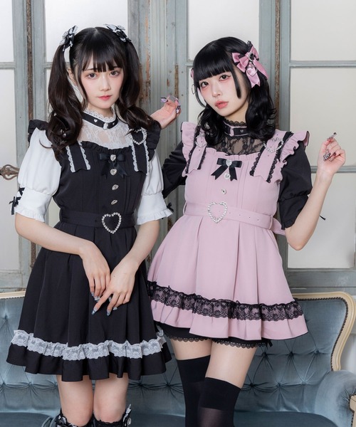 DearMyLove（ディアマイラブ）の「ハートチョーカーベルトレースワンピース（ワンピース・レディース・チェリーピンク/ブラック/ブラック×ピンク/ブラック×ホワイト/ブラック系その他2/ベビーピンク/サックスブルー・MEDIUM/LARGE/LL/3L）」の10枚目の写真