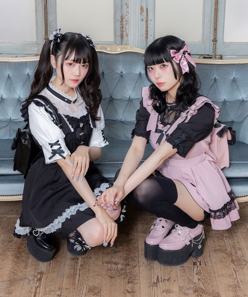 DearMyLove（ディアマイラブ）の「ハートチョーカーベルトレースワンピース（ワンピース・レディース・チェリーピンク/ブラック/ブラック×ピンク/ブラック×ホワイト/ブラック系その他2/ベビーピンク/サックスブルー・MEDIUM/LARGE/LL/3L）」の11枚目の写真