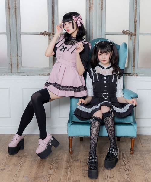 DearMyLove（ディアマイラブ）の「ハートチョーカーベルトレースワンピース（ワンピース・レディース・チェリーピンク/ブラック/ブラック×ピンク/ブラック×ホワイト/ブラック系その他2/ベビーピンク/サックスブルー・MEDIUM/LARGE/LL/3L）」の12枚目の写真