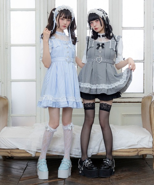 DearMyLove（ディアマイラブ）の「ハートチョーカーベルトレースワンピース（ワンピース・レディース・チェリーピンク/ブラック/ブラック×ピンク/ブラック×ホワイト/ブラック系その他2/ベビーピンク/サックスブルー・MEDIUM/LARGE/LL/3L）」の16枚目の写真