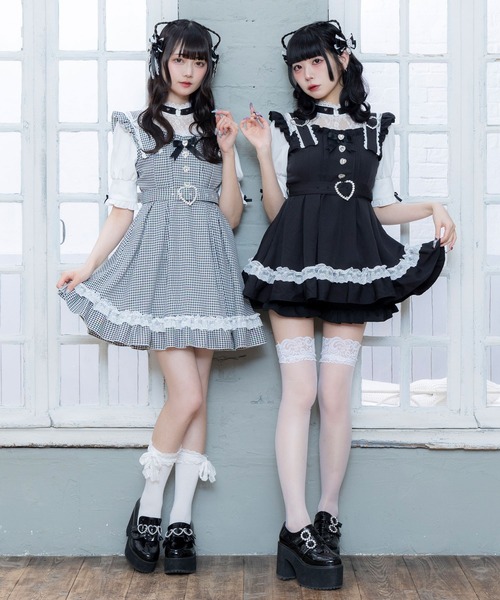 DearMyLove（ディアマイラブ）の「ハートチョーカーベルトレースワンピース（ワンピース・レディース・チェリーピンク/ブラック/ブラック×ピンク/ブラック×ホワイト/ブラック系その他2/ベビーピンク/サックスブルー・MEDIUM/LARGE/LL/3L）」の22枚目の写真