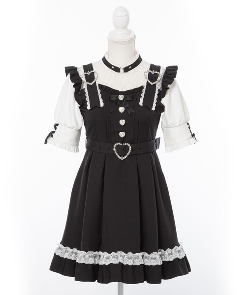 角襟十字架スタッズベルトティアードワンピース – レディース