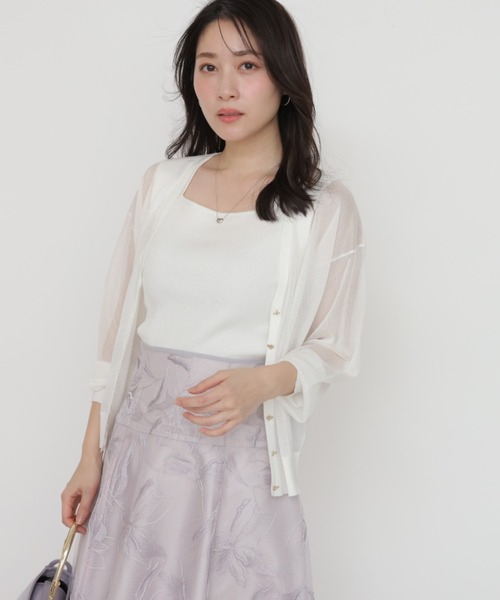 Apuweiser-riche(アプワイザーリッシェ)の「ハート釦シアーカーデ2WAYアンサンブル(ニット/セーター・レディース・ピンク/ブラック/チャコールグレー/ホワイト/グリーン系その他2・2)」の8枚目の写真