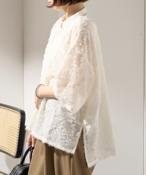 MAISON BREEZE(メゾンブリーズ)の「【MAISON BREEZE】フリンジレースシアーシャツ trc※(シャツ/ブラウス・レディース・モカ/ブラック/アイボリー・FREE)」の8枚目の写真