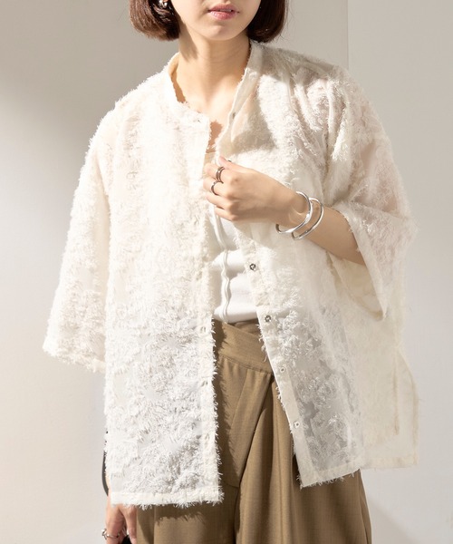 MAISON BREEZE(メゾンブリーズ)の「【MAISON BREEZE】フリンジレースシアーシャツ trc※(シャツ/ブラウス・レディース・モカ/ブラック/アイボリー・FREE)」の7枚目の写真