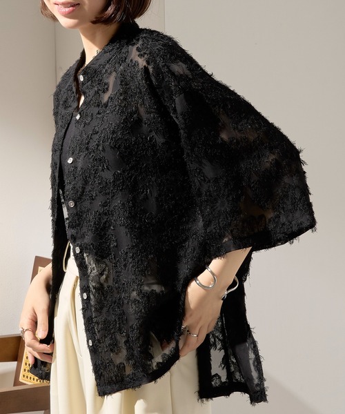 MAISON BREEZE(メゾンブリーズ)の「【MAISON BREEZE】フリンジレースシアーシャツ trc※(シャツ/ブラウス・レディース・モカ/ブラック/アイボリー・FREE)」の16枚目の写真