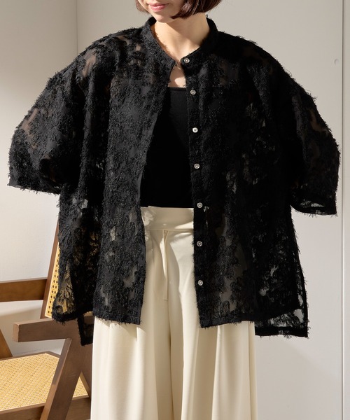 MAISON BREEZE(メゾンブリーズ)の「【MAISON BREEZE】フリンジレースシアーシャツ trc※(シャツ/ブラウス・レディース・モカ/ブラック/アイボリー・FREE)」の15枚目の写真