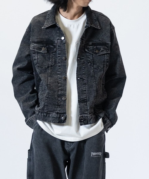 JOHN'S CLOSET(ジョンズクローゼット)の「【3】ストレッチデニムジャケット ワンウォッシュ/ブラスト(デニムジャケット・メンズ・スミクロ/ネイビー/ケミカルウォッシュ/ライトブルー/ブルー・MEDIUM/LARGE/X-LARGE)」の2枚目の写真