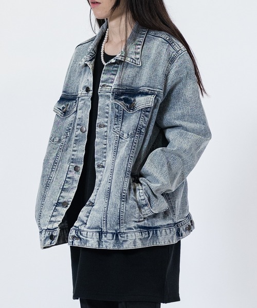 JOHN'S CLOSET(ジョンズクローゼット)の「【3】ストレッチデニムジャケット ワンウォッシュ/ブラスト(デニムジャケット・メンズ・スミクロ/ネイビー/ケミカルウォッシュ/ライトブルー/ブルー・MEDIUM/LARGE/X-LARGE)」の18枚目の写真