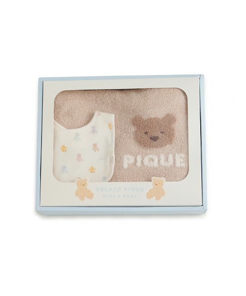 gelato pique（ジェラートピケ）の「【ラッピング済み】【BABY】ベアブランケット&スタイ2点セット ギフトBOX（ベビーギフト・キッズ・ピンク/ベージュ/ブルー・FREE）」の16枚目の写真