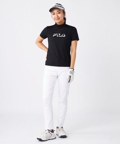 FILA GOLF モックネック 半袖シャツ ホワイト/ブラック セール】【FILA GOLF/フィラゴルフ】レディースモックネック半袖