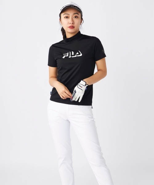FILA GOLF モックネック 半袖シャツ ホワイト/ブラック セール】【FILA GOLF/フィラゴルフ】レディースモックネック半袖