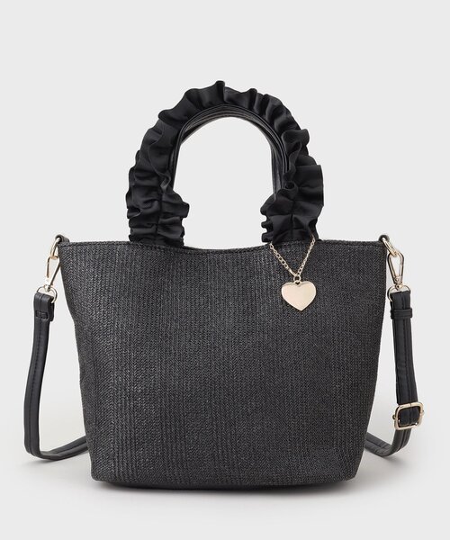 THE SHOP TK (ザ ショップ ティーケー )の「◆雑材フリルハンドバッグ(トートバッグ・レディース・ブラック系4/ホワイト系7/ベージュ系4・00)」の2枚目の写真