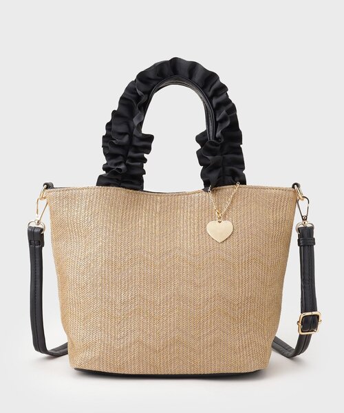 THE SHOP TK (ザ ショップ ティーケー )の「◆雑材フリルハンドバッグ(トートバッグ・レディース・ブラック系4/ホワイト系7/ベージュ系4・00)」の3枚目の写真