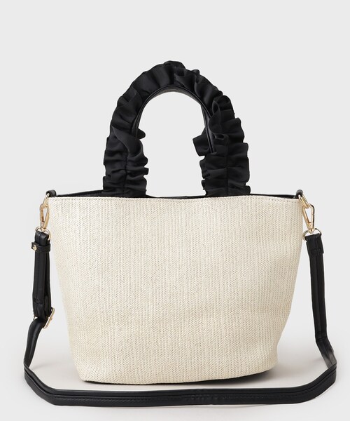 THE SHOP TK (ザ ショップ ティーケー )の「◆雑材フリルハンドバッグ(トートバッグ・レディース・ブラック系4/ホワイト系7/ベージュ系4・00)」の7枚目の写真