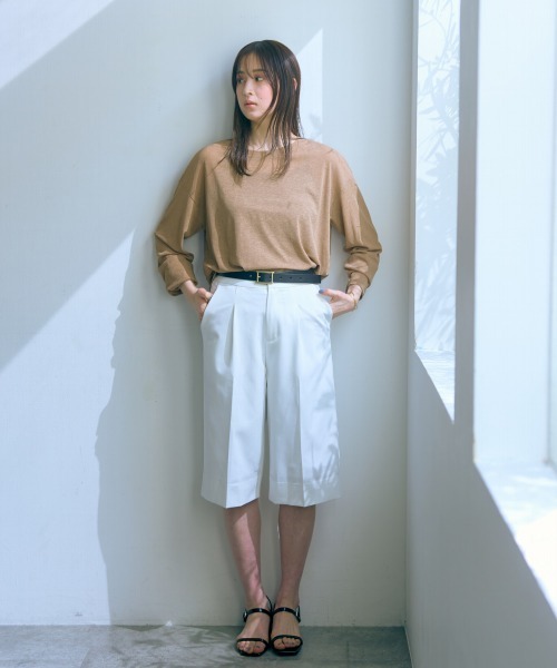 slattgir（スラットジール）の「高身長　ゆるシルエットシアープルオーバー（トールサイズ）Essenave（Tシャツ/カットソー・レディース・ライトブラウン/ライトグレー・M～Ｌ/LL～3L/4L～5L）」の7枚目の写真