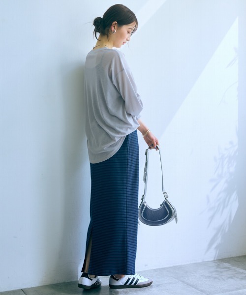 slattgir（スラットジール）の「高身長　ゆるシルエットシアープルオーバー（トールサイズ）Essenave（Tシャツ/カットソー・レディース・ライトブラウン/ライトグレー・M～Ｌ/LL～3L/4L～5L）」の10枚目の写真