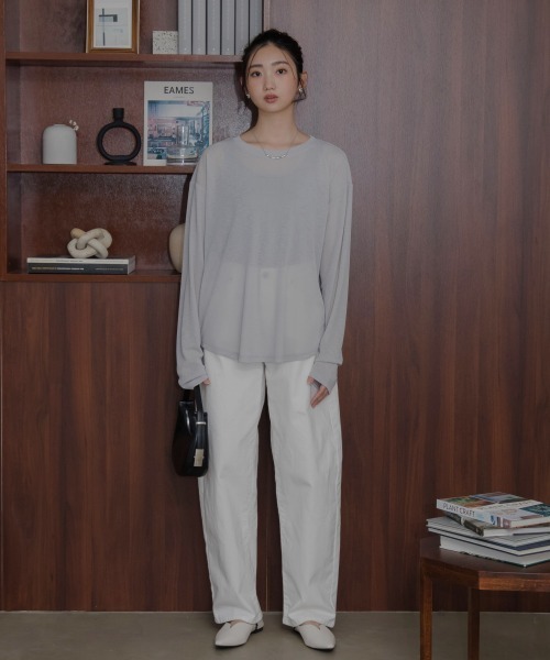 slattgir（スラットジール）の「高身長　ゆるシルエットシアープルオーバー（トールサイズ）Essenave（Tシャツ/カットソー・レディース・ライトブラウン/ライトグレー・M～Ｌ/LL～3L/4L～5L）」の12枚目の写真