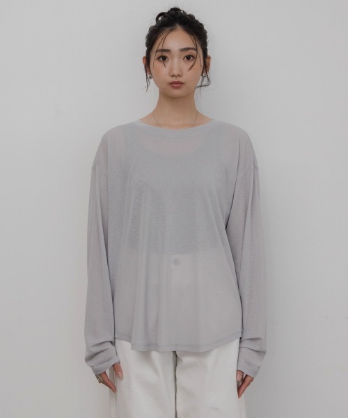 slattgir（スラットジール）の「高身長　ゆるシルエットシアープルオーバー（トールサイズ）Essenave（Tシャツ/カットソー・レディース・ライトブラウン/ライトグレー・M～Ｌ/LL～3L/4L～5L）」の16枚目の写真