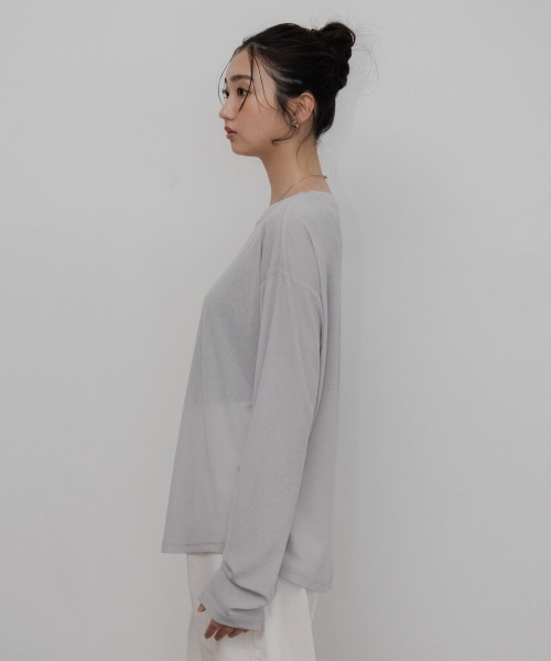 slattgir（スラットジール）の「高身長　ゆるシルエットシアープルオーバー（トールサイズ）Essenave（Tシャツ/カットソー・レディース・ライトブラウン/ライトグレー・M～Ｌ/LL～3L/4L～5L）」の17枚目の写真