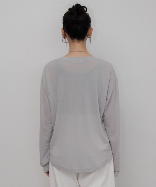 slattgir（スラットジール）の「高身長　ゆるシルエットシアープルオーバー（トールサイズ）Essenave（Tシャツ/カットソー・レディース・ライトブラウン/ライトグレー・M～Ｌ/LL～3L/4L～5L）」の18枚目の写真