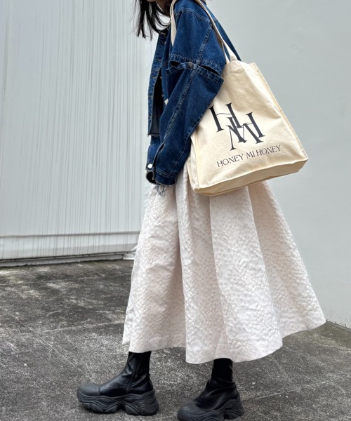 HONEY MI HONEY（ハニーミーハニー）の「【ZOZO限定】HONEY logo totebag（トートバッグ・レディース・グリーン/ラベンダー/オフホワイト/レッド/サックスブルー/ピンク/イエロー・FREE）」の20枚目の写真