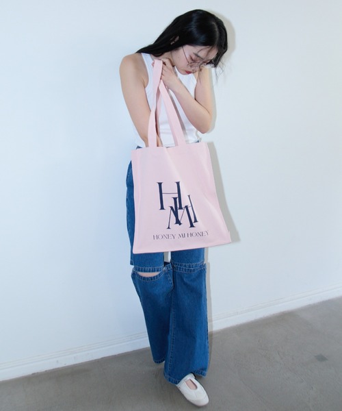 HONEY MI HONEY（ハニーミーハニー）の「【ZOZO限定】HONEY logo totebag（トートバッグ・レディース・グリーン/ラベンダー/オフホワイト/レッド/サックスブルー/ピンク/イエロー・FREE）」の9枚目の写真