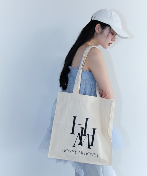 HONEY MI HONEY（ハニーミーハニー）の「【ZOZO限定】HONEY logo totebag（トートバッグ・レディース・グリーン/ラベンダー/オフホワイト/レッド/サックスブルー/ピンク/イエロー・FREE）」の13枚目の写真