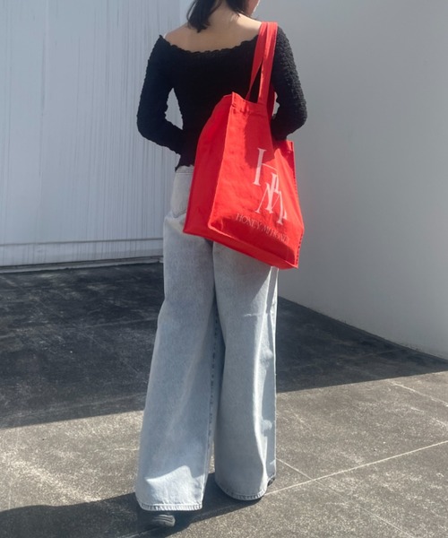 HONEY MI HONEY（ハニーミーハニー）の「【ZOZO限定】HONEY logo totebag（トートバッグ・レディース・グリーン/ラベンダー/オフホワイト/レッド/サックスブルー/ピンク/イエロー・FREE）」の21枚目の写真
