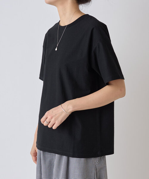 BEARDSLEY（ビアズリー）の「スラブコットン半袖T（Tシャツ/カットソー・レディース・ブラック/ホワイト・FREE）」の4枚目の写真