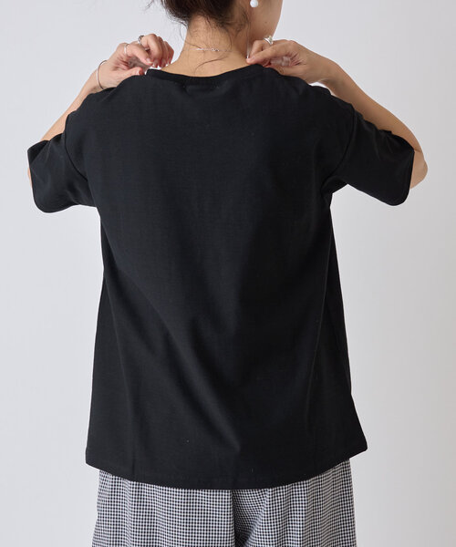 BEARDSLEY（ビアズリー）の「スラブコットン半袖T（Tシャツ/カットソー・レディース・ブラック/ホワイト・FREE）」の6枚目の写真