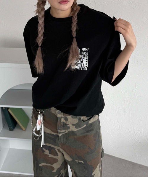 sedacle(セダクル)の「バッググラフィックT(Tシャツ/カットソー・レディース・ブラック/ネイビー/オフホワイト/ピンク・LARGE/MEDIUM/SMALL)」の3枚目の写真