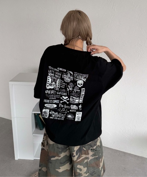 sedacle(セダクル)の「バッググラフィックT(Tシャツ/カットソー・レディース・ブラック/ネイビー/オフホワイト/ピンク・LARGE/MEDIUM/SMALL)」の14枚目の写真