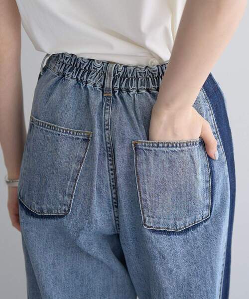 Editt by YECCA VECCA(エディットバイイェッカヴェッカ)の「綿麻ラインバギーデニム(デニムパンツ・レディース・ライトインディゴブルー・S/M)」の5枚目の写真