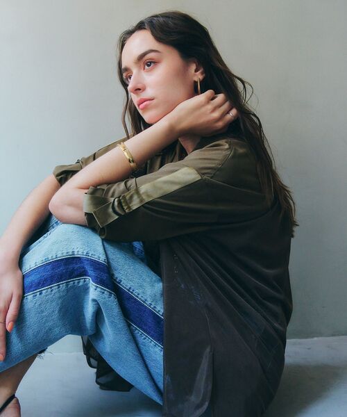 Editt by YECCA VECCA(エディットバイイェッカヴェッカ)の「綿麻ラインバギーデニム(デニムパンツ・レディース・ライトインディゴブルー・S/M)」の9枚目の写真