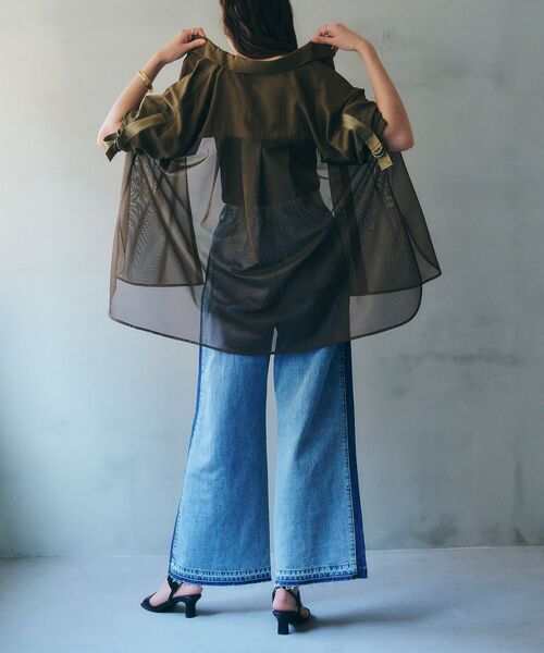 Editt by YECCA VECCA(エディットバイイェッカヴェッカ)の「綿麻ラインバギーデニム(デニムパンツ・レディース・ライトインディゴブルー・S/M)」の18枚目の写真