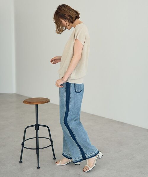 Editt by YECCA VECCA(エディットバイイェッカヴェッカ)の「綿麻ラインバギーデニム(デニムパンツ・レディース・ライトインディゴブルー・S/M)」の20枚目の写真