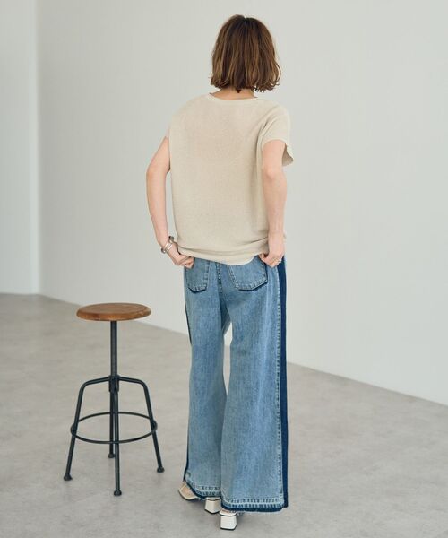 Editt by YECCA VECCA(エディットバイイェッカヴェッカ)の「綿麻ラインバギーデニム(デニムパンツ・レディース・ライトインディゴブルー・S/M)」の21枚目の写真