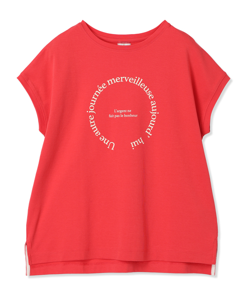Petit Honfleur(プチオンフルール)の「2025年春夏【接触冷感・UVカット】オーガニックコットンフレンチスリーブロゴTシャツ(Tシャツ/カットソー・レディース・グリーン/レッド/ホワイト・M/L)」の4枚目の写真