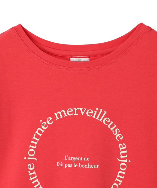 Petit Honfleur(プチオンフルール)の「2025年春夏【接触冷感・UVカット】オーガニックコットンフレンチスリーブロゴTシャツ(Tシャツ/カットソー・レディース・グリーン/レッド/ホワイト・M/L)」の6枚目の写真