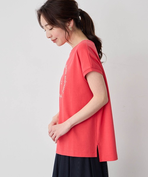 Petit Honfleur(プチオンフルール)の「2025年春夏【接触冷感・UVカット】オーガニックコットンフレンチスリーブロゴTシャツ(Tシャツ/カットソー・レディース・グリーン/レッド/ホワイト・M/L)」の22枚目の写真