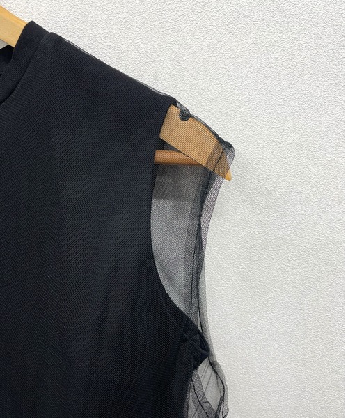 Futier land(フューティアランド)の「【新色追加】レイヤードシアーチュールノースリトップス(Tシャツ/カットソー・レディース・ブラック/グレー/ホワイト/ピンク・MEDIUM/LARGE/X-LARGE)」の15枚目の写真