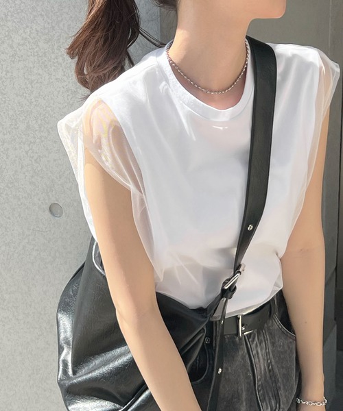 ヤマダヤ トップス2点 カットソー Tシャツ まとめ売り チュール シアー 福袋 大きいサイズ レディース トップス ロゴTシャツ × チュール T