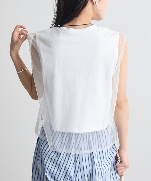 Futier land(フューティアランド)の「フレンチスリーブチュールレイヤードトップス(Tシャツ/カットソー・レディース・ブラック/グレー/ホワイト/ピンク・MEDIUM/LARGE/X-LARGE)」の12枚目の写真