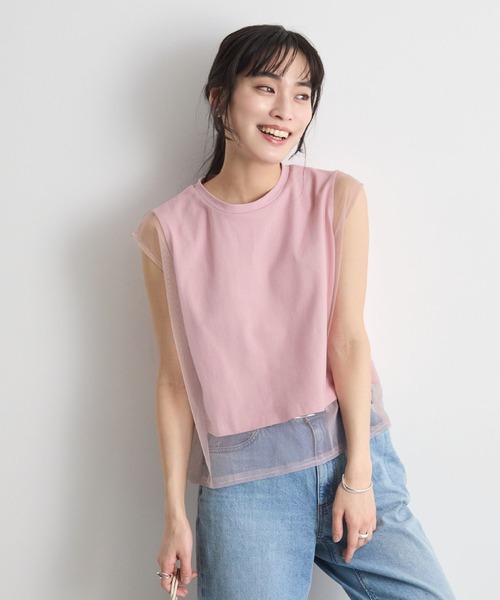 Futier land(フューティアランド)の「フレンチスリーブチュールレイヤードトップス(Tシャツ/カットソー・レディース・ブラック/グレー/ホワイト/ピンク・MEDIUM/LARGE/X-LARGE)」の17枚目の写真
