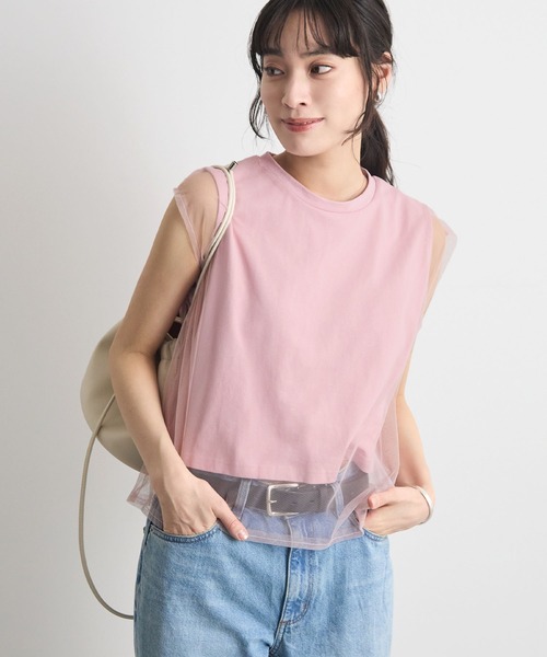 Futier land(フューティアランド)の「フレンチスリーブチュールレイヤードトップス(Tシャツ/カットソー・レディース・ブラック/グレー/ホワイト/ピンク・MEDIUM/LARGE/X-LARGE)」の18枚目の写真